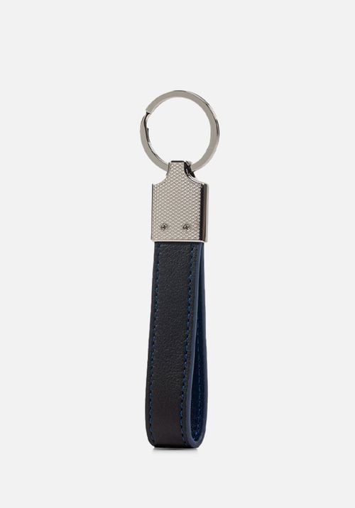 LLAVERO DE CUERO LISO DOBLE TONO CON LOGO DE MARCA