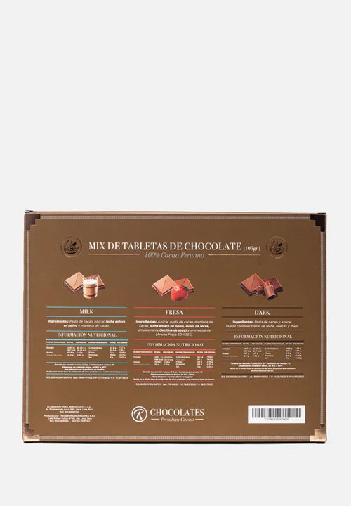 MIX DE TABLETAS DE CHOCOLATE FRESA-DARK-MILK 105 g