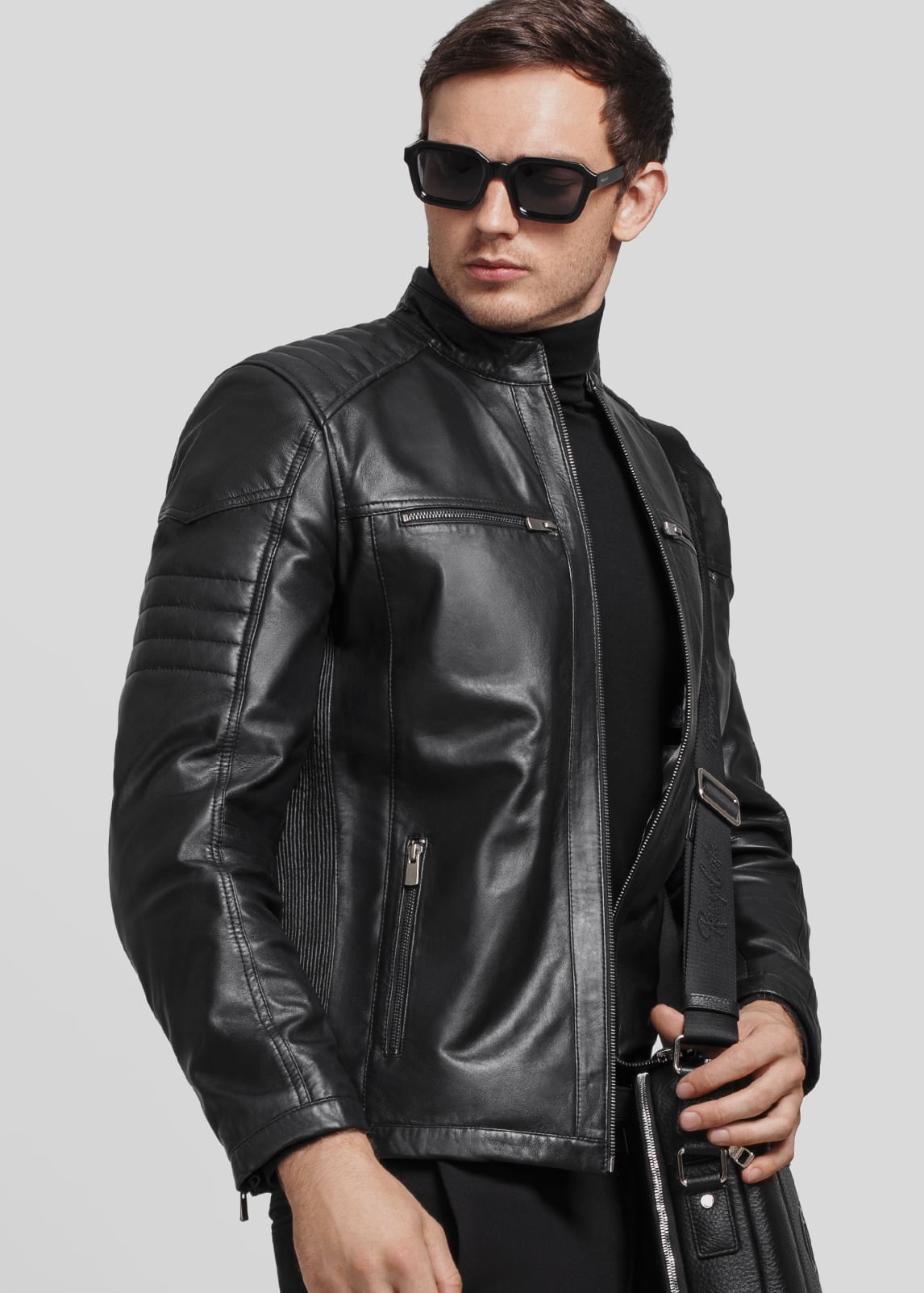 Chaqueta Hombre Casaca De Cuero Basement Hombre CASACA DE CUERO NEGRO